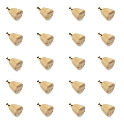 Kit 20 Puxadores de Madeira Redondos Para Móveis Gavetas Armários Modelo Cone