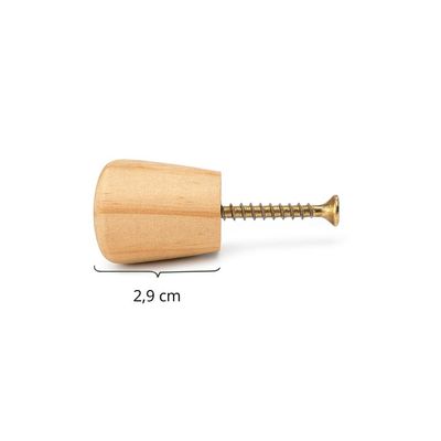 Kit 20 Puxadores de Madeira Redondos Para Móveis Gavetas Armários Modelo Cone