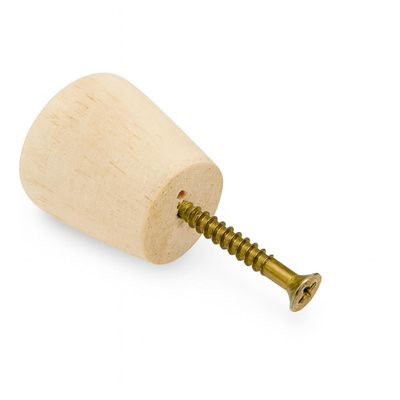 Kit 20 Puxadores de Madeira Redondos Para Móveis Gavetas Armários Modelo Cone
