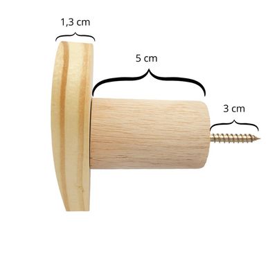 Kit 4 Ganchos Cabideiro de Madeira Pinus Pendurador Parede Formato Coração Decorativo