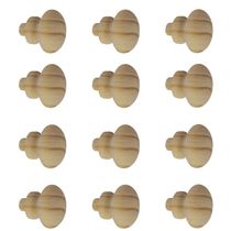 Kit 12 Puxadores de Madeira Redondos Para Móveis Gavetas Armários Modelo Roma Tipo Tapa Furo