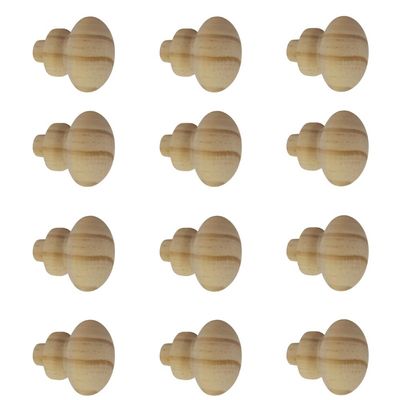 Kit 12 Puxadores de Madeira Redondos Para Móveis Gavetas Armários Modelo Roma Tipo Tapa Furo