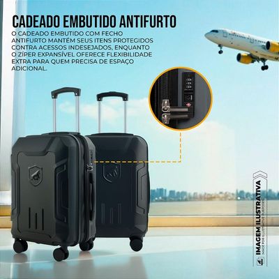 Mala de Bordo 20" com Compactação a Vácuo e Cadeado Antifurto - Survivor - Gshield