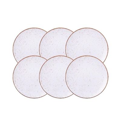 Kit Prato Raso Tramontina Rústico Marrom Em Porcelana Decorada 28 Cm 06 Peças