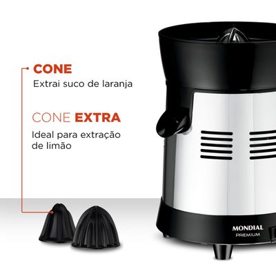Extrator de Sucos Turbo Premium Mondial Preto e Inox 250W E-10 Bivolt