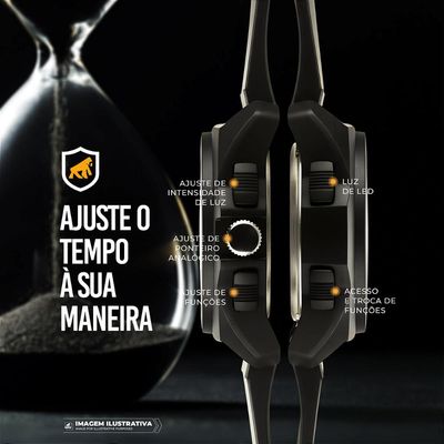 Relógio Analógico e Digital à Prova d’Água com Alarme, Cronômetro e Pulseira de Silicone - Survivor - Gshield