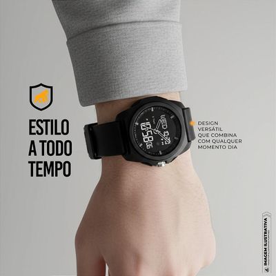 Relógio Analógico e Digital à Prova d’Água com Alarme, Cronômetro e Pulseira de Silicone - Survivor - Gshield