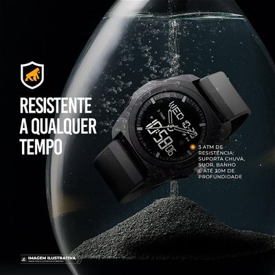 Relógio Analógico e Digital à Prova d’Água com Alarme, Cronômetro e Pulseira de Silicone - Survivor - Gshield
