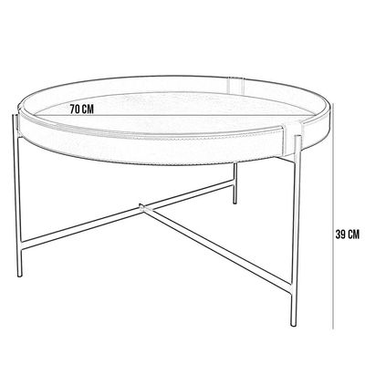 Mesa de Centro Decorativo Sala de Estar 70 cm Industrial Sintético Preto P06 Aura - Lyam