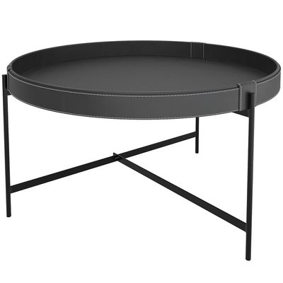Mesa de Centro Decorativo Sala de Estar 70 cm Industrial Sintético Preto P06 Aura - Lyam