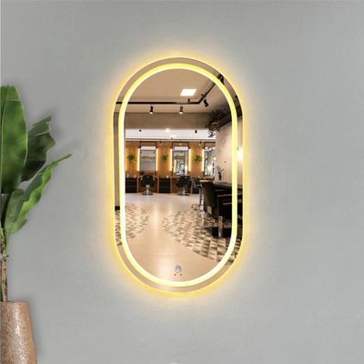 Espelho Jateado 1,10x60cm 3 Tons De LED e Sensor De Movimento Decoração Camarim Lavabo Grande Modelos Oval