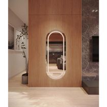 Espelho Oval Corpo Inteiro 170cm x 70cm Polido LED Jateado Luz Branca Ou Amarela Sala Quarto Banheiro Frio
