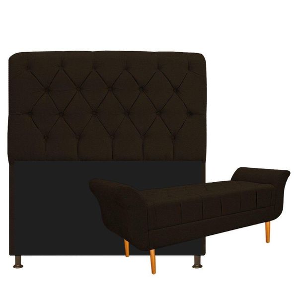 Kit Cabeceira e Recamier 90 Cm Corano Marrom