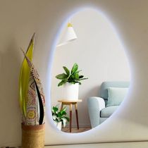 Espelho Orgânico Com LED À Pilha Ou Fonte Decorativo Frio A Fonte 45x70