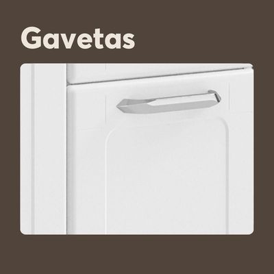 Balcão De Aço Com Tampo 3 Portas 1 Gaveta Branco Bertolini Branco