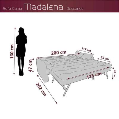 Sofá Cama Reclinável 3 Lugares Casal Com Bicama Auxiliar Madalena Matrix Veludo Marrom Veludo Marrom