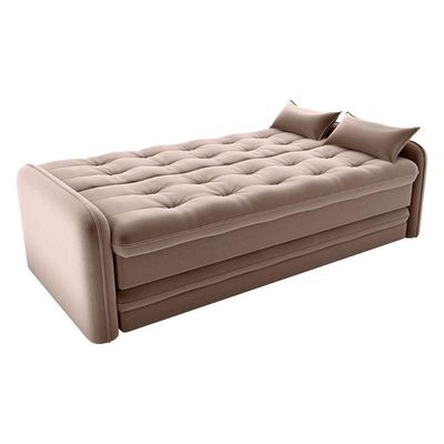 Sofá Cama Reclinável 3 Lugares Casal Com Bicama Auxiliar Madalena Matrix Veludo Marrom Veludo Marrom