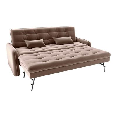 Sofá Cama Reclinável 3 Lugares Casal Com Bicama Auxiliar Madalena Matrix Veludo Marrom Veludo Marrom