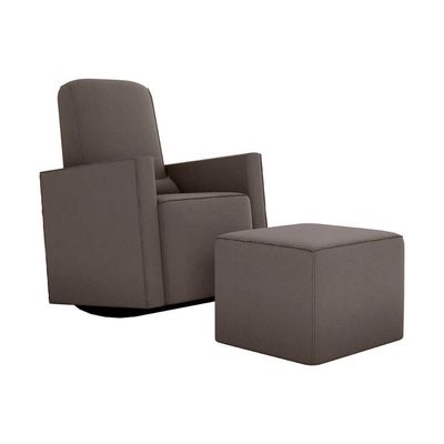 Poltrona De Amamentação Com Balaço E Puff Premium Annecy Matrix Suede Capuccino