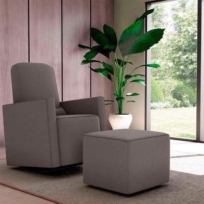 Poltrona De Amamentação Com Balaço E Puff Premium Annecy Matrix Suede Capuccino
