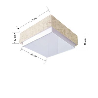 Plafon Quadrado Vivare Md-3089 Cúpula Em Tecido 40x40cm - Bivolt Rustico-bege 127/220v