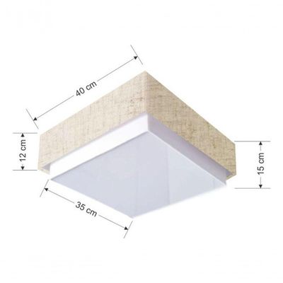 Plafon Quadrado Vivare Md-3089 Cúpula Em Tecido 40x40cm - Bivolt Rustico-bege 127/220v