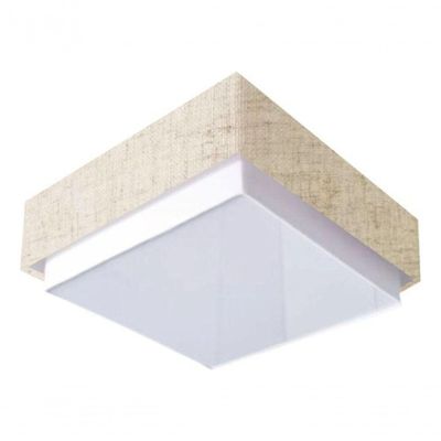 Plafon Quadrado Vivare Md-3089 Cúpula Em Tecido 40x40cm - Bivolt Rustico-bege 127/220v