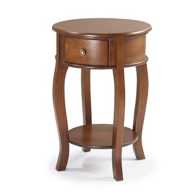 Mesa de Apoio Redonda 1 Gaveta Imbuia Verniz