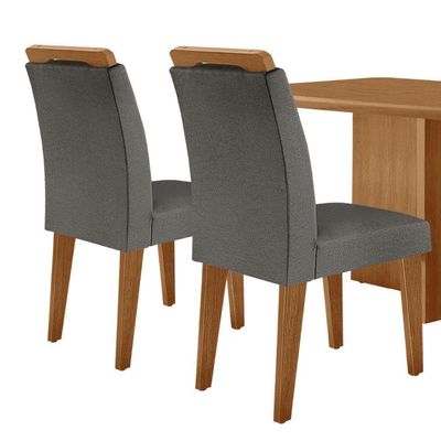 Mesa Olimpia 120 Mdf Com 4 Cadeiras Melissa Linho Grafite Naturalle