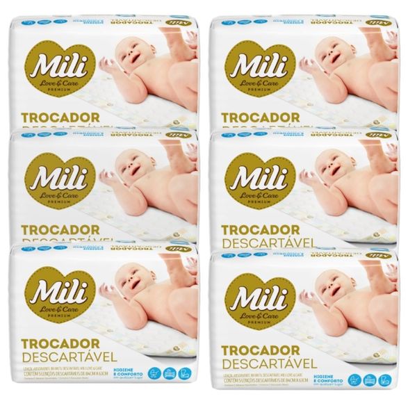 Trocador Descartável Mili  Love&Care 6 Pacotes c/ 5 unidades