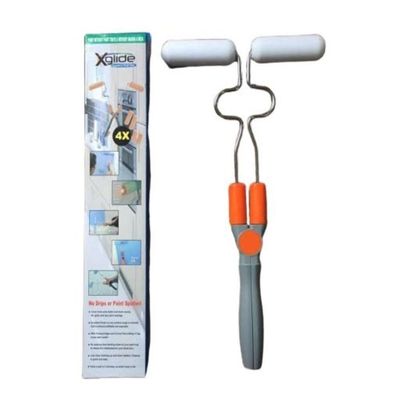 Rolo De Pintura Articulavel Duplo Pincel Magico Canto Moveis Portao Parede 2 Em 1 Dobravel Com 4 Espumas