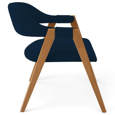 Cadeira de Jantar e Estar Living Estofada Nadja L02 Suede Azul Marinho - Lyam Decor