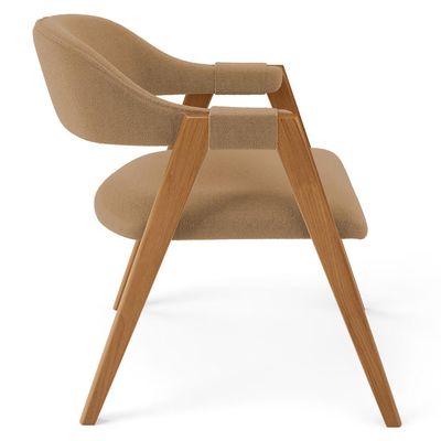 Cadeira de Jantar e Estar Living Estofada Nadja L02 Bouclê Mostarda - Lyam Decor