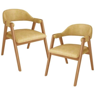 Kit 02 Cadeiras de Jantar e Estar Living Estofada Nadja L02 Couríssimo Fendi - Lyam Decor