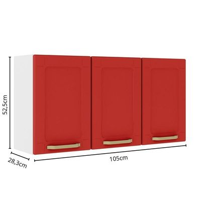 Armário Aéreo Alto De Aço 3 Portas Vermelho Colors Bertolini Vermelho/branco