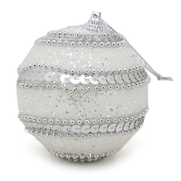 Bola de Natal Decorada Le Brilho Branca 8cm