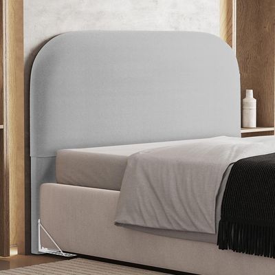 Cabeceira Cama Box Casal 140cm Orgânica Lanna W01 Bouclê Cinza - Lyam Decor