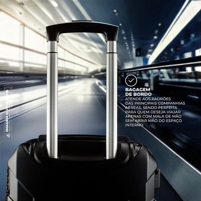 Mala de Bordo 20” com Porta-Copos Retrátil, Antifurto e Rodas 360° - Discovery - Gshield