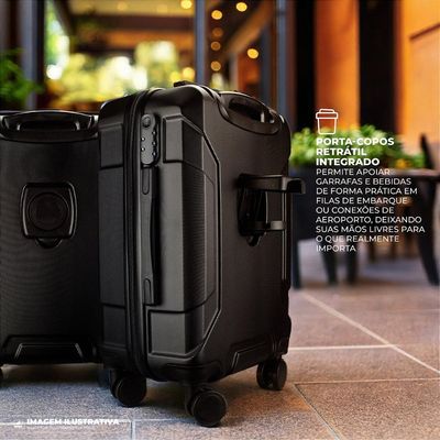 Mala de Bordo 20” com Porta-Copos Retrátil, Antifurto e Rodas 360° - Discovery - Gshield