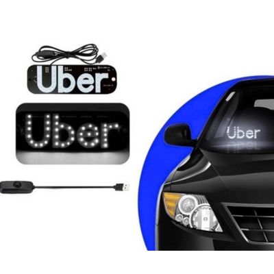 Placa Plaquinha Uber Para Carro Led Letreiro Motorista De Aplicativo