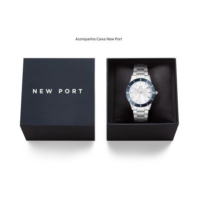 Relógio Masculino Azul Casual Elegante Analógico New Port