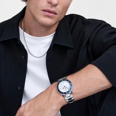 Relógio Masculino Azul Casual Elegante Analógico New Port