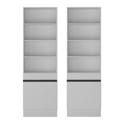 Armário/estante Escritório 2 Portas Multimóveis Mp7000 Branco/preto Branco/preto