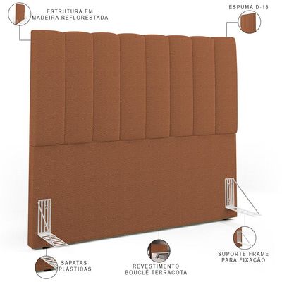Cabeceira Cama Box Casal 140 cm Dália W01 Bouclê Terracota - Lyam Decor