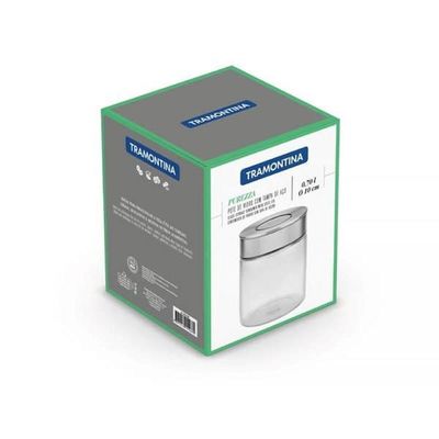 Pote De Vidro Tramontina Purezza Com Tampa De Aço Inox 10cm 0,7 Litros