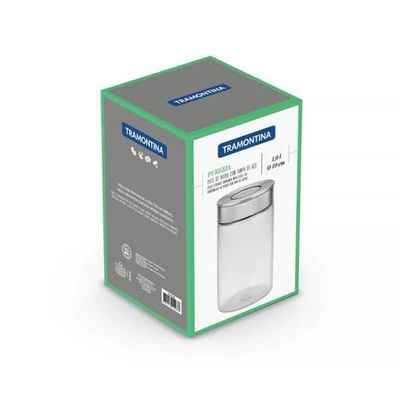 Pote De Vidro Tramontina Purezza Com Tampa De Aço Inox 10cm 1 Litros