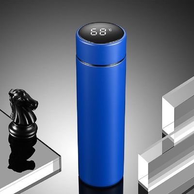Garrafa Termica Digital Copo Display Inox 480ml Termometro Medidor Temperatura Gelada Azul