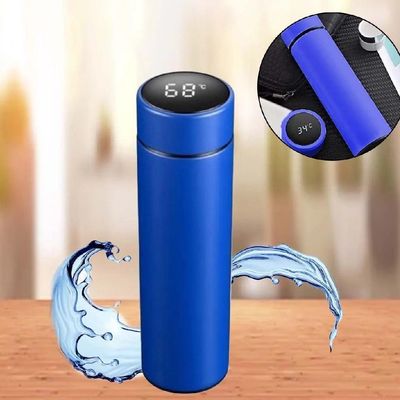 Garrafa Termica Digital Copo Display Inox 480ml Termometro Medidor Temperatura Gelada Azul