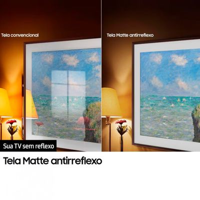 Smart TV 55 4K Samsung The Frame QN55LS03D QLED, Tela Matte Antirreflexo com Molduras Customizáveis, Design Modern Frame Preto / Bivolt