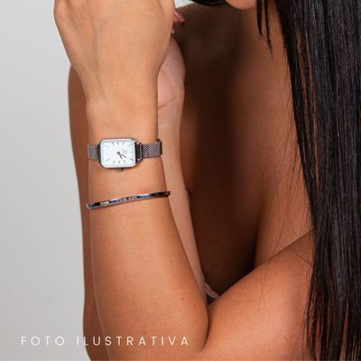 Bracelete Feminino Pulseira Aço Prateado Minimalista New Port